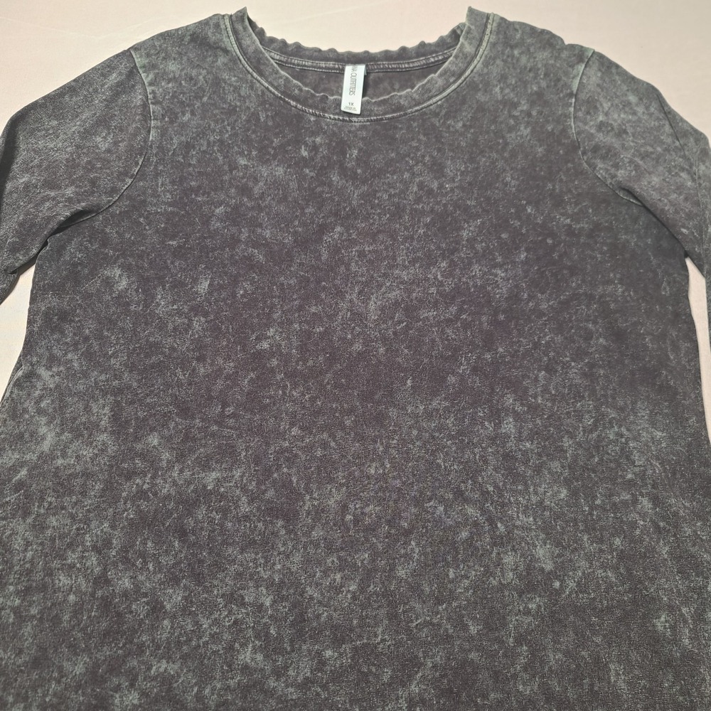 Zenana Mineral Wash Long Sleeve Top XL Vintage Look Stretch Soft Casual Grunge